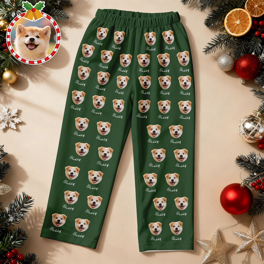 Benutzerdefinierter Blauer Weihnachtspyjama Mit Haustiergesicht, Personalisierter Langärmliger Pyjama Für Hunde Und Katzen Mit Namen, Das Perfekte Weihnachtsgeschenk Für Haustierliebhaber - MyFaceSocksDE