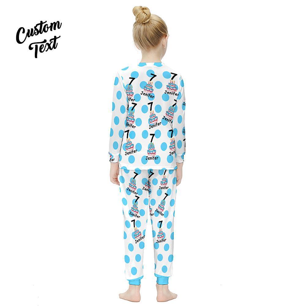 Benutzerdefinierte Langarm-pyjamas Mit Namen Und Alter Kinderanzug Geburtstagsgeschenke – Geburtstagstorte - GesichtSocken