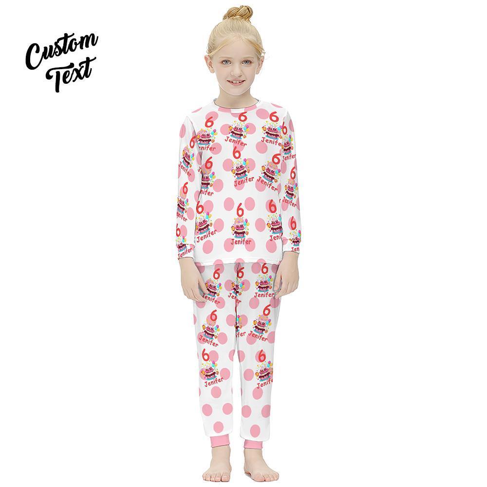 Benutzerdefinierte Langarm-pyjamas Mit Namen Und Alter Kinderanzug Geburtstagsgeschenke – Geburtstagstorte - GesichtSocken