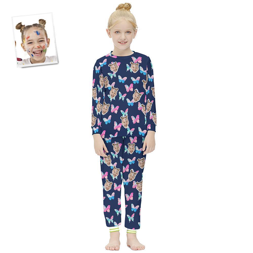 Custom Face Langarm-pyjama Kinderanzug - Schmetterling - GesichtSocken