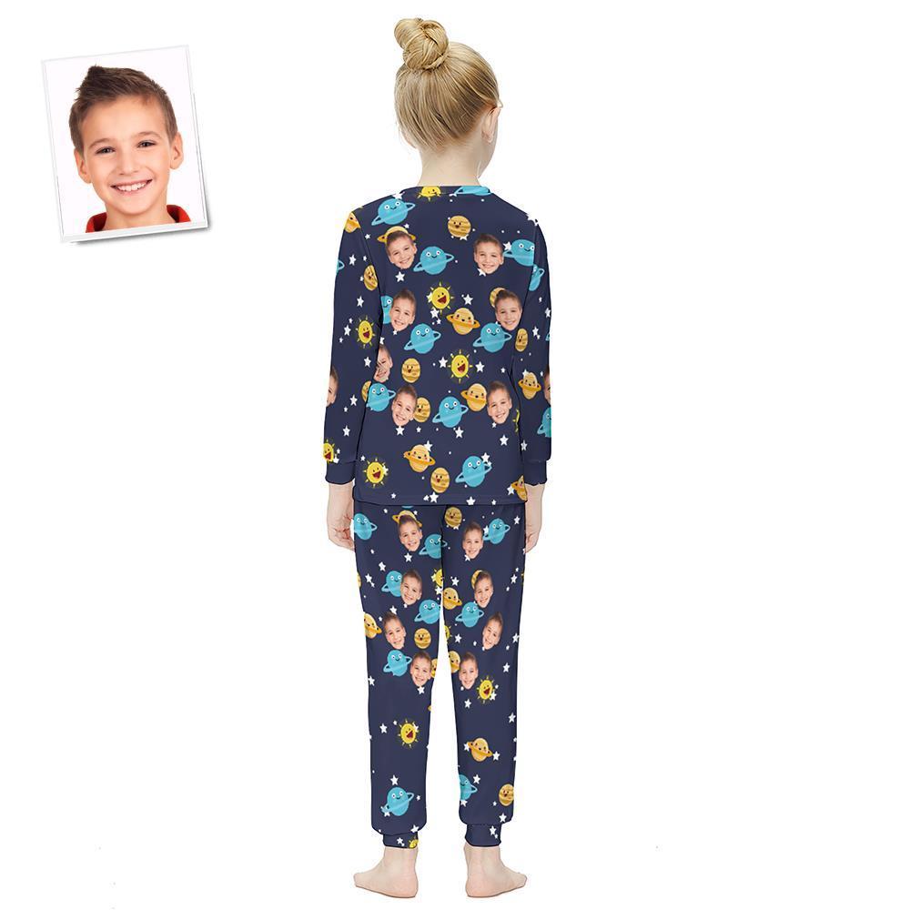 Custom Face Langarm-pyjama Kinderanzug - Galaxy - GesichtSocken