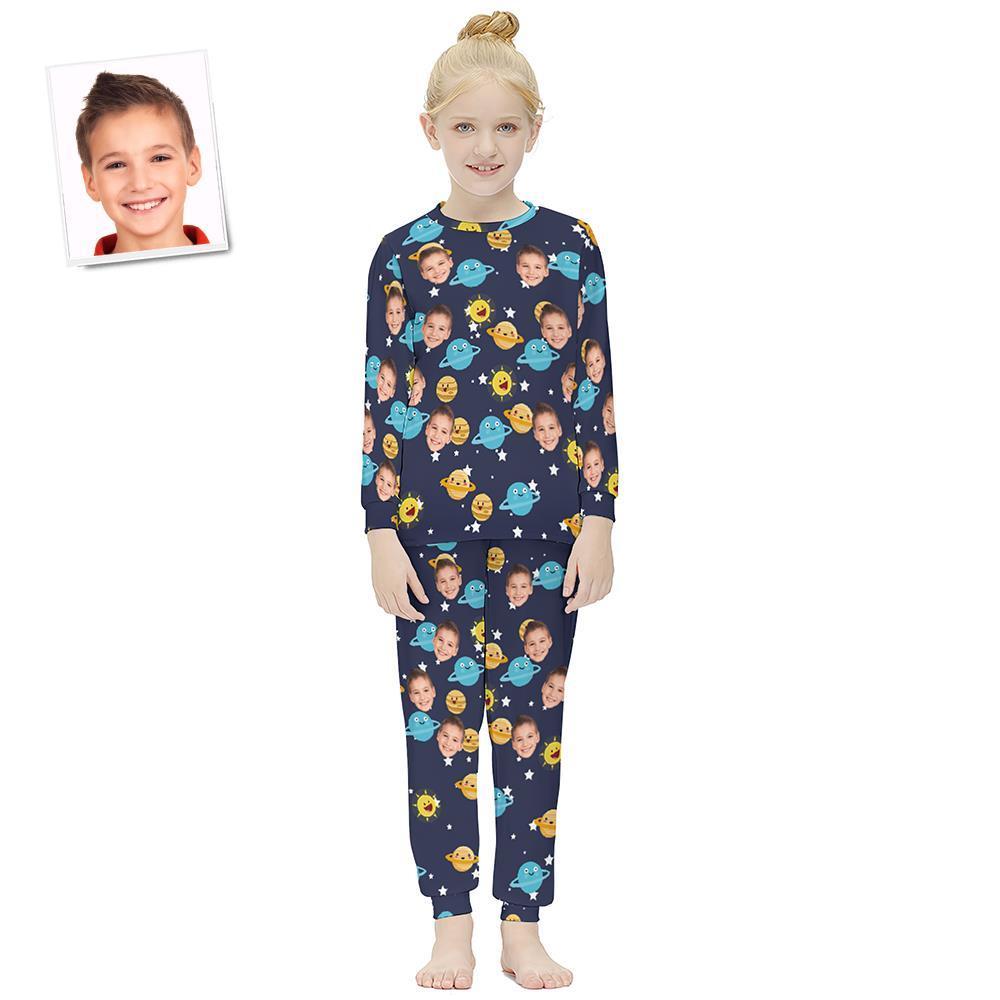 Custom Face Langarm-pyjama Kinderanzug - Galaxy - GesichtSocken