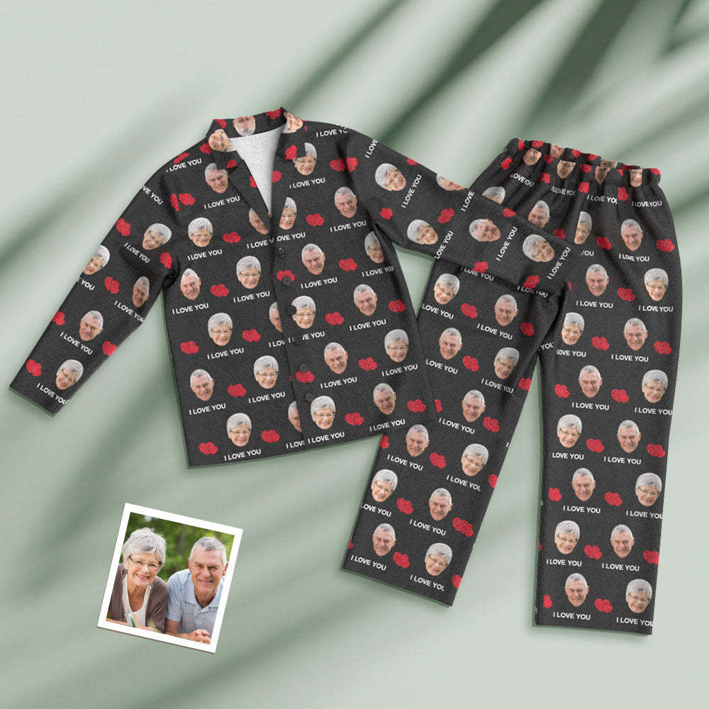 Custom Face Langarm-pyjama-nachtwäsche-set - Happy Grandparents Day - GesichtSocken