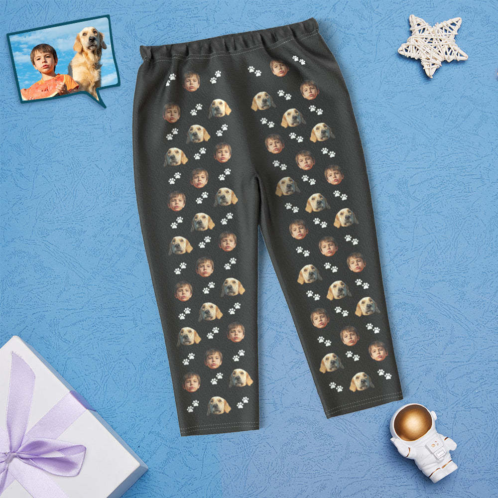 Custom Face Kinderpyjamas Personalisierte Kindernachtwäsche Mit Hund – Fußabdruck - GesichtSocken