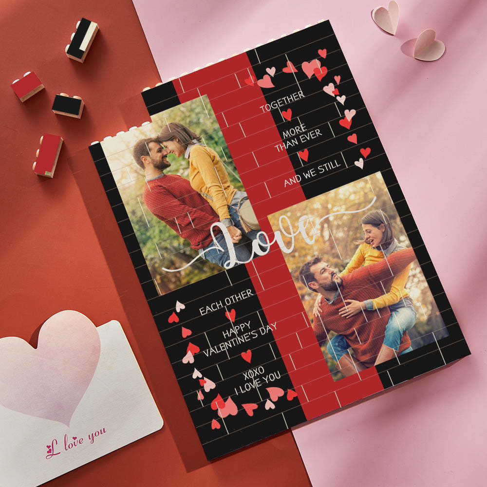 Benutzerdefiniertes Baustein-puzzle-vertikales Gebäude-foto-ziegelstein Für Liebhaber-glücklichen Valentinstag - GesichtSocken