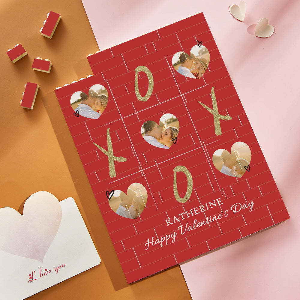 Benutzerdefiniertes Baustein-puzzle-vertikales Gebäude-foto-ziegelstein Für Liebhaber Happy Valentine's Day Xoxo - GesichtSocken