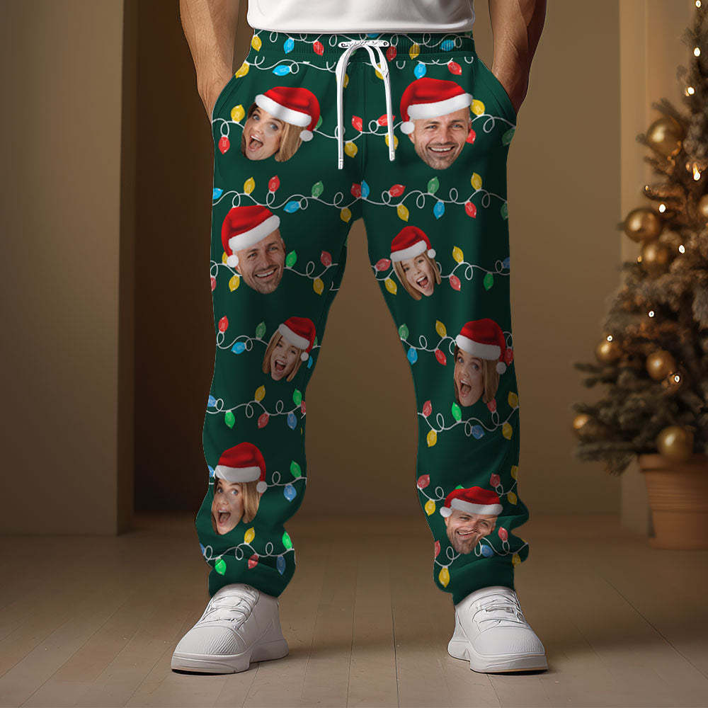Benutzerdefinierte Gesichts-jogginghose, Personalisiertes Foto, Weihnachten, Familie, Weihnachten, Leds-golfhose Für Ihn - MyFaceSocksDE