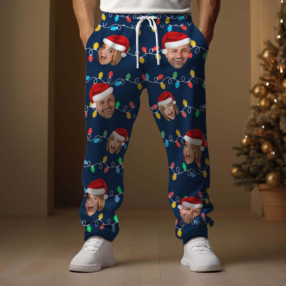 Benutzerdefinierte Gesichts-jogginghose, Personalisiertes Foto, Weihnachten, Familie, Weihnachten, Leds-golfhose Für Ihn - MyFaceSocksDE