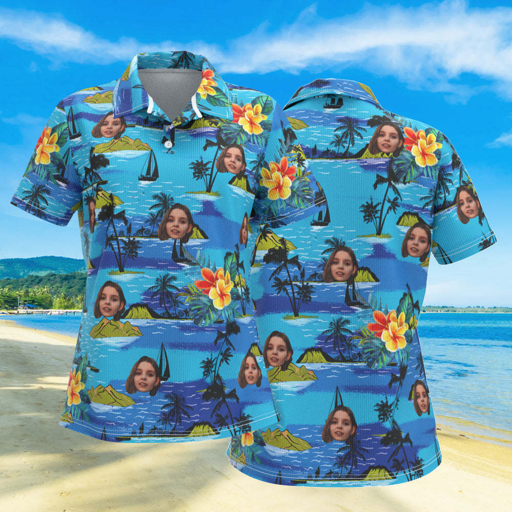 Poloshirts Für Damen Mit Individuellem Gesicht, Personalisiertes Fotoshirt Vice City - GesichtSocken