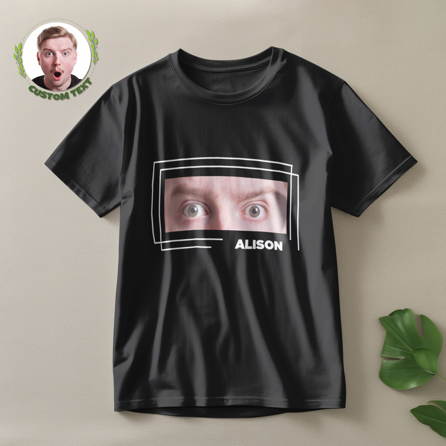 T-shirt Mit Individuellen Augen Und Namen, Lustiges T-shirt Mit Großen Augen, Geschenk Für Paare - GesichtSocken