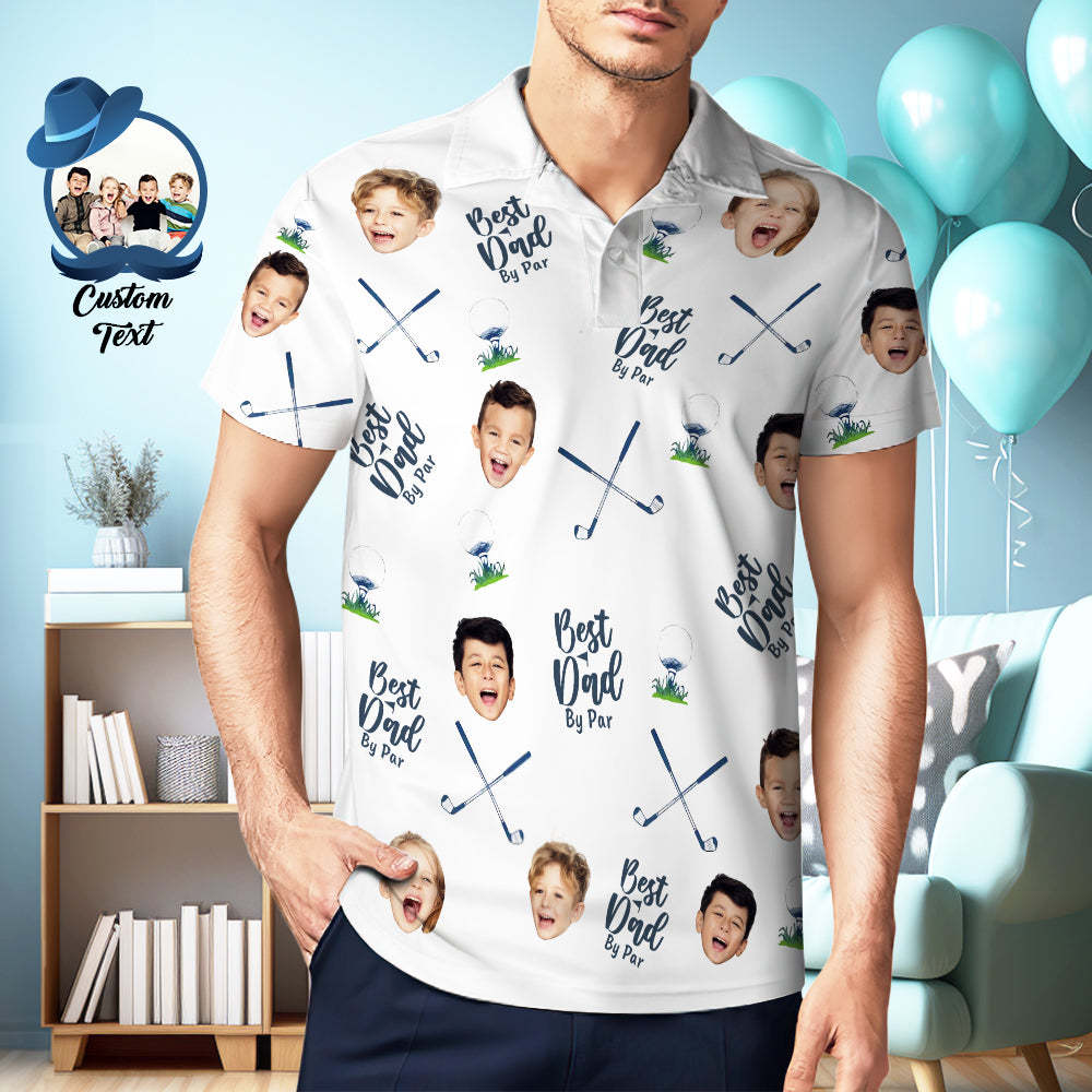 Bester Papa Von Par – Personalisiertes Foto-poloshirt, Vatertags-polo-geschenk - MyFaceSocksDE