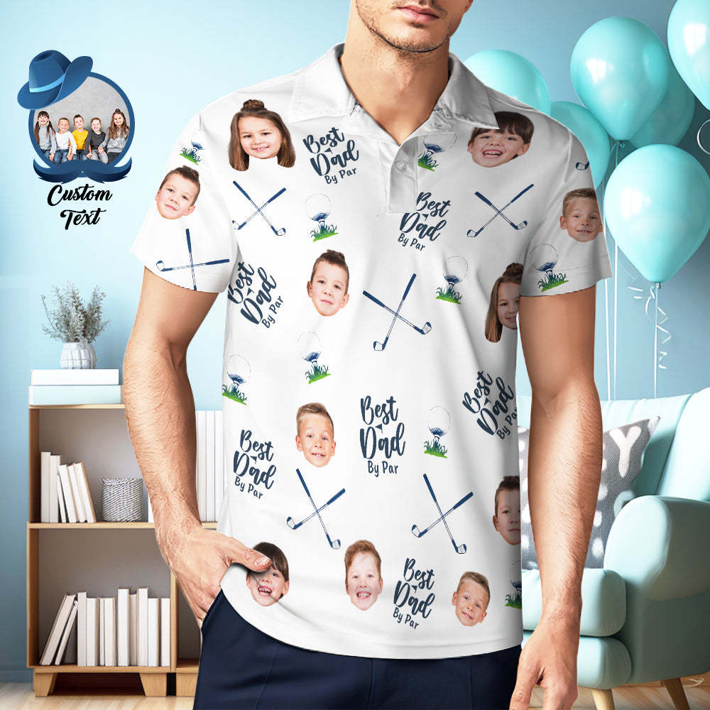 Bester Papa Von Par – Personalisiertes Foto-poloshirt, Vatertags-polo-geschenk - MyFaceSocksDE