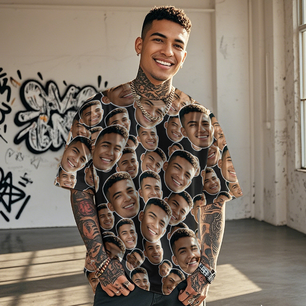 Personalisierte Mash Gesicht Foto Vintage T-shirts Valentinstag Thema Grau T-shirt Geschenke Für Paar - MyFaceSocksDE