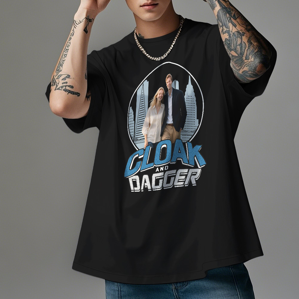 Benutzerdefinierte Foto Vintage T-shirt Cloak And Dagger Personalisiertes Gesicht Shirt