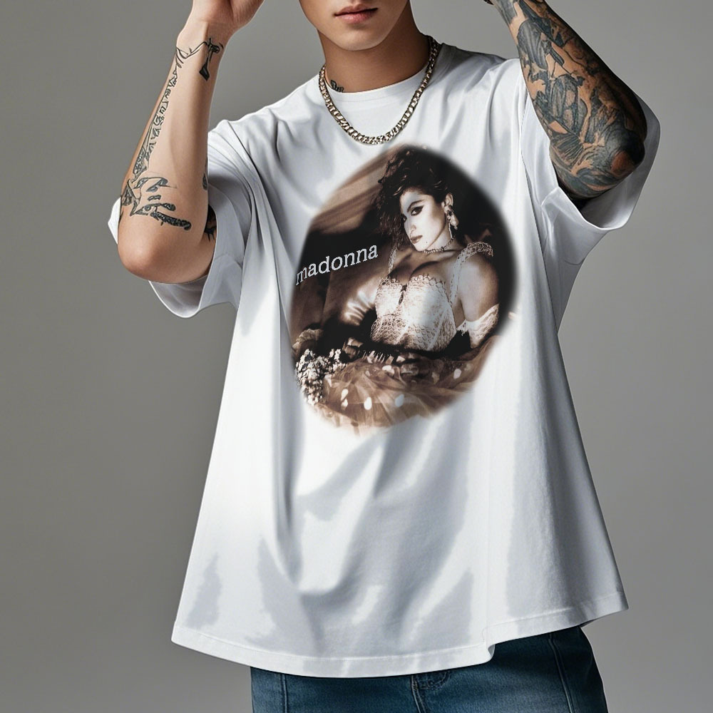 Benutzerdefinierte Foto Vintage T-shirt Madonna Personalisierte Gesicht Shirt - MyFaceSocksDE