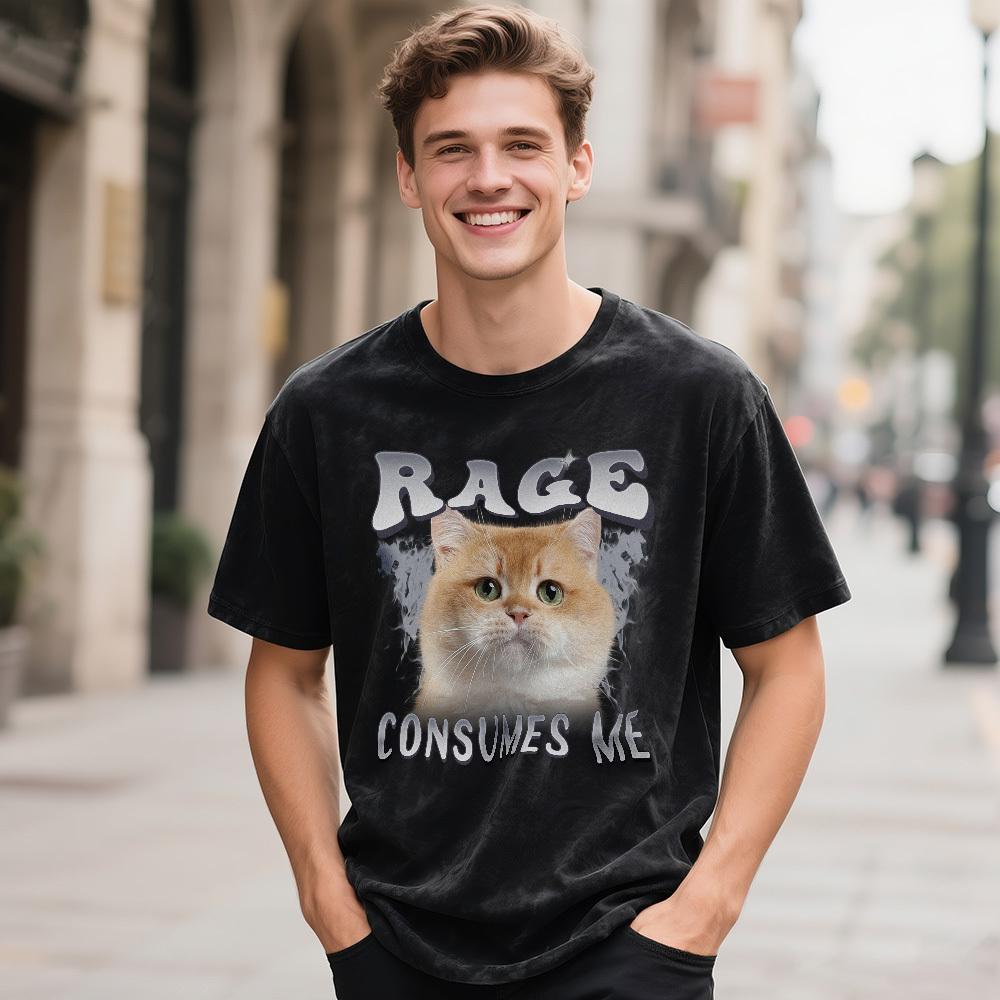 Personalisiertes Gesicht Lustiges Katzen-meme-t-shirt Vintage-grafik-t-shirt Mit Ihrem Foto Und Text Retro-90er-jahre-stil Katzenliebhaber-shirt Unisex Haustier - MyFaceSocksDE