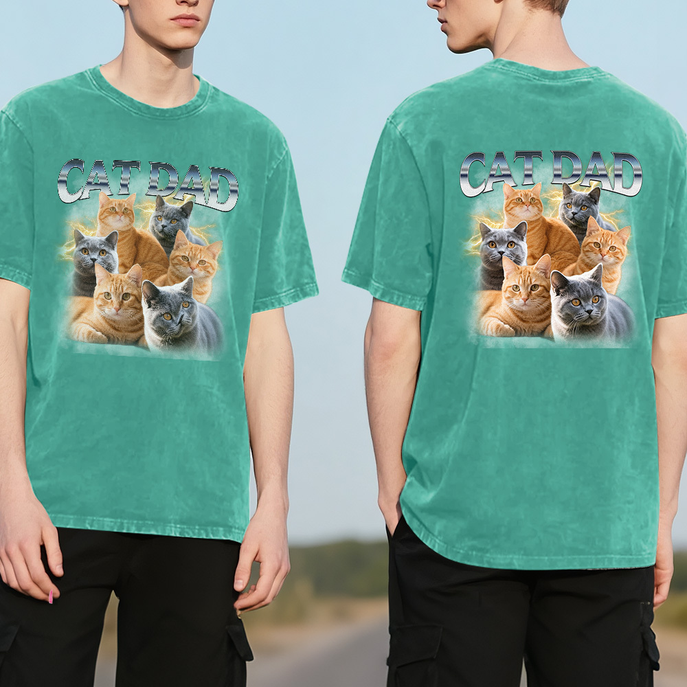 Benutzerdefinierte Retro Foto T-shirt Für Papa Personalisierte Text Bild Shirt Vintage-stil Vatertagsgeschenk - MyFaceSocksDE