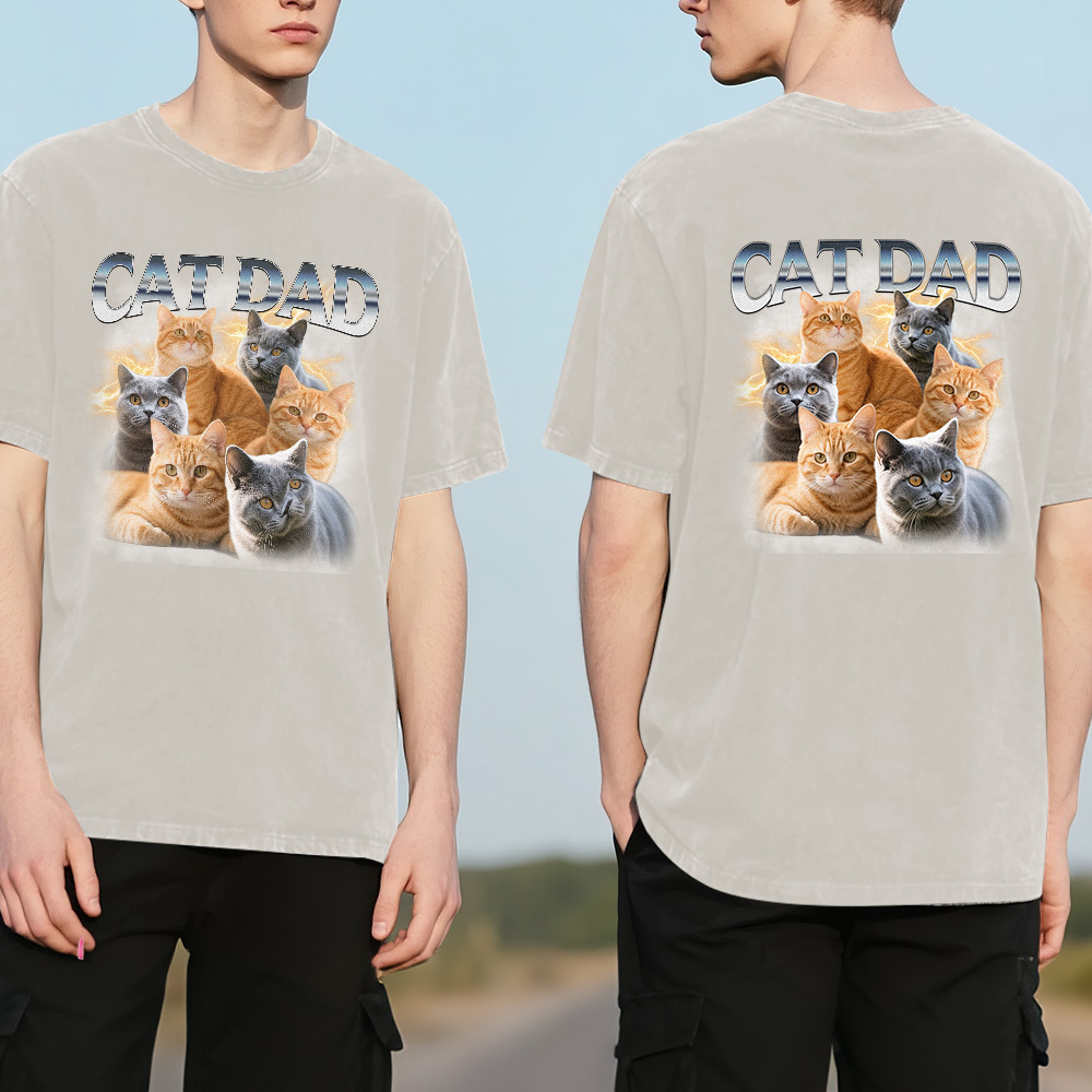 Benutzerdefinierte Retro Foto T-shirt Für Papa Personalisierte Text Bild Shirt Vintage-stil Vatertagsgeschenk - MyFaceSocksDE