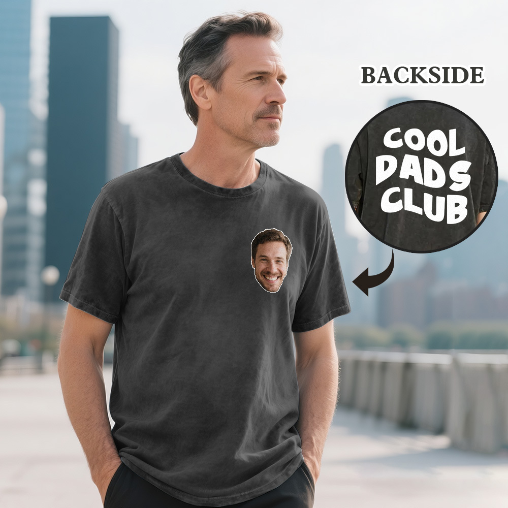 Benutzerdefinierte Retro Foto T-shirt Für Papa Personalisierte Text Bild Shirt Vintage-stil Vatertagsgeschenk - MyFaceSocksDE