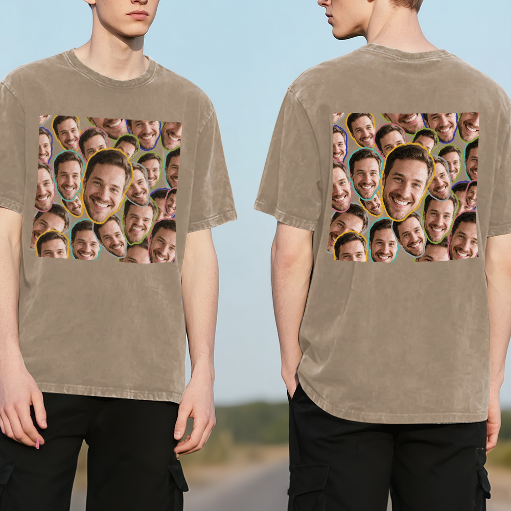 Benutzerdefinierte Retro Foto T-shirt Für Papa Personalisierte Text Bild Shirt Vintage-stil Vatertagsgeschenk - MyFaceSocksDE