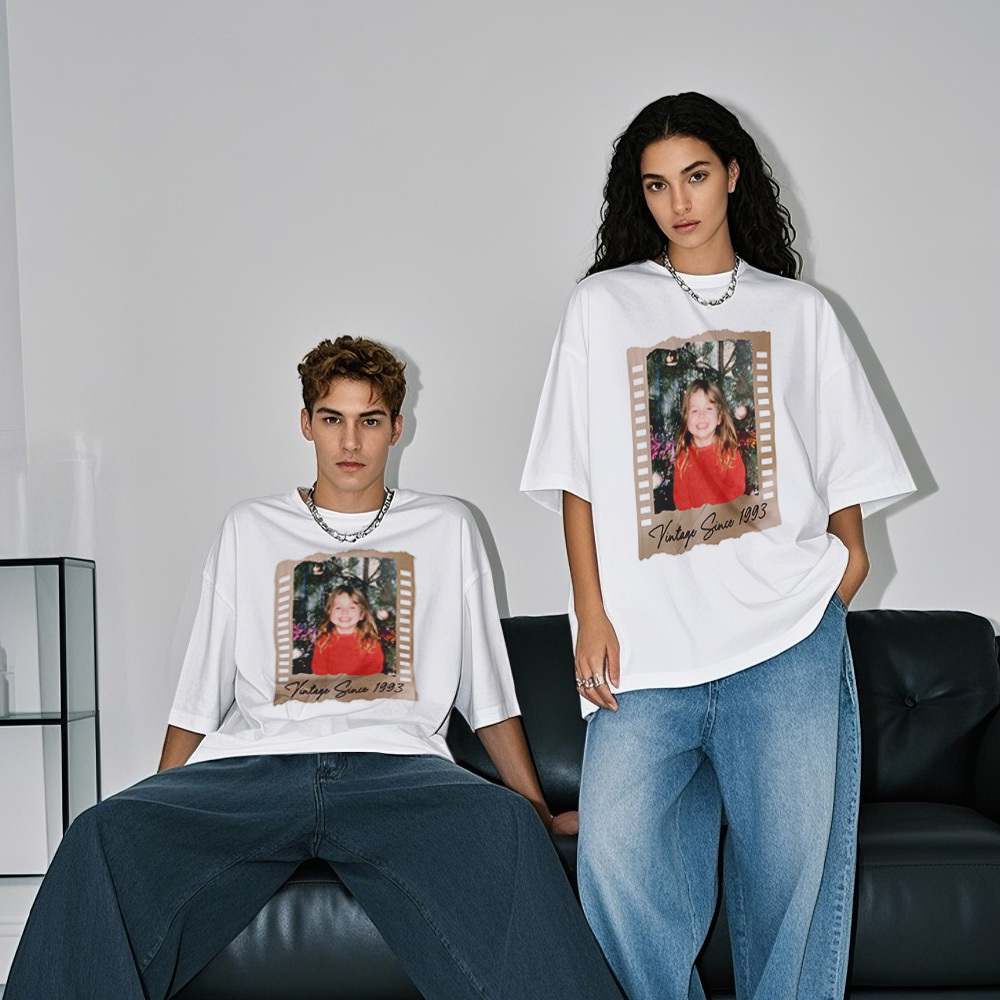 Benutzerdefinierte Foto Vintage T-shirt Film Stil Tshirt Personalisierte Foto Tshirt Vintage Geschenkidee - MyFaceSocksDE