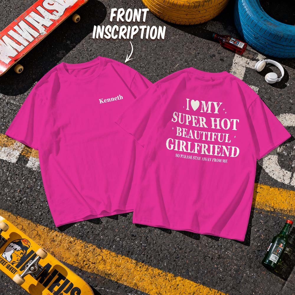 Individuell Gestaltetes Vintage-bootleg-shirt Aus Baumwolle Mit Namen, Personalisiertes T-shirt, 90er-jahre-t-shirt „ich Liebe Meine Freundin" - MyFaceSocksDE