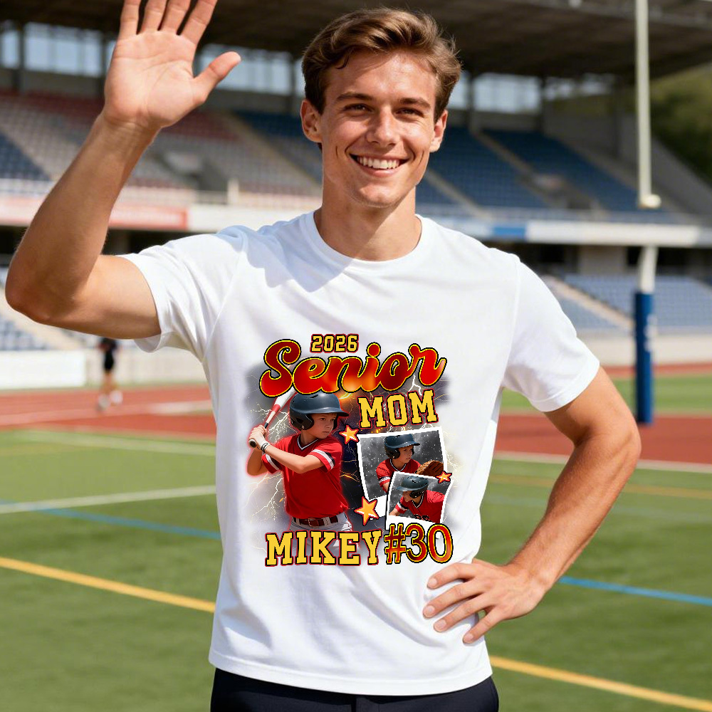 Personalisiertes Foto-t-shirt, Weißes T-shirt Mit Individueller Nummer Und Foto Im Sportstil – Das Perfekte Geschenk Für Fans - MyFaceSocksDE