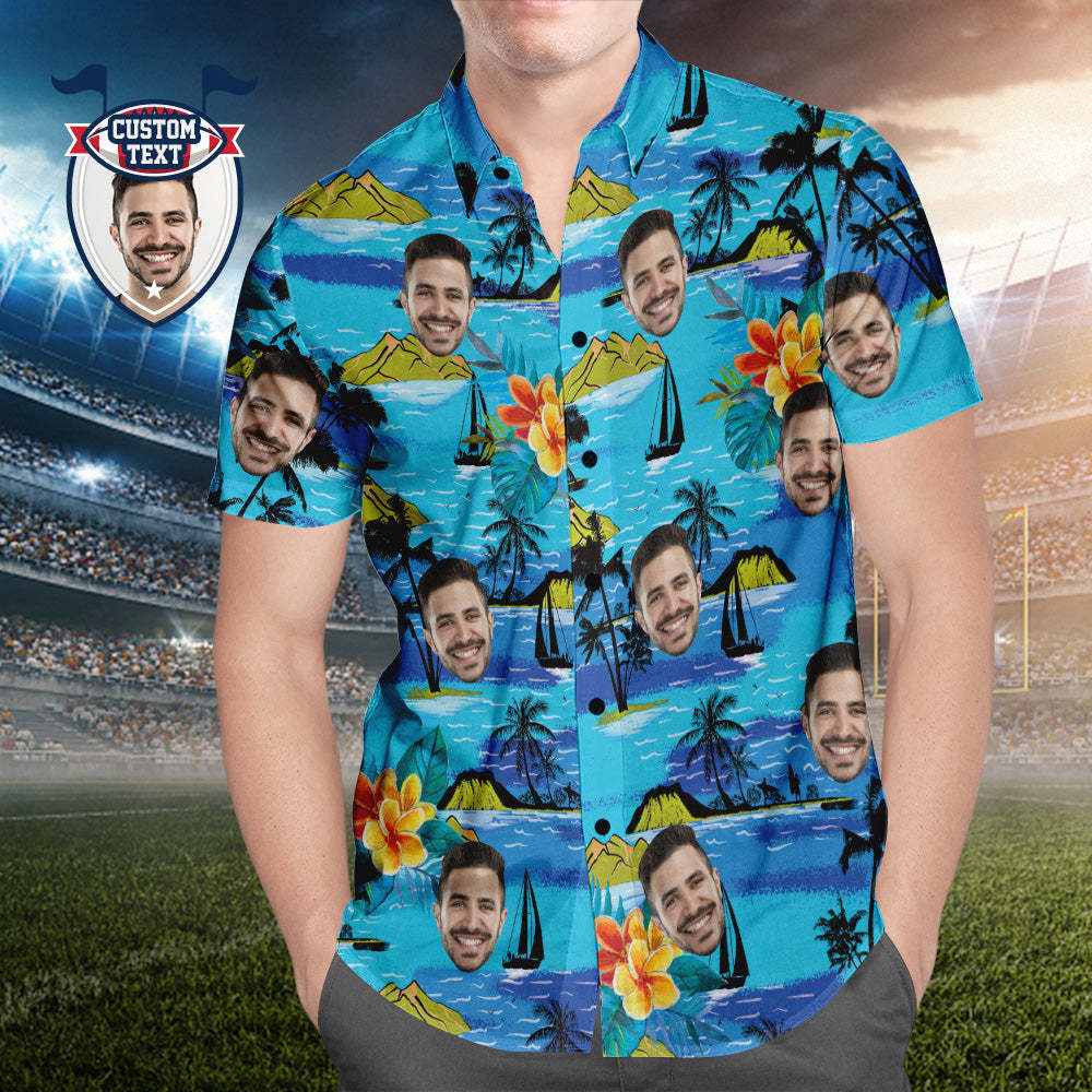 Individuell Bedrucktes Hawaiihemd Für Fans Personalisiertes Gesicht Und Text Hawaiihemd Geschenk Für Fans - Gebirgsdesign - GesichtSocken