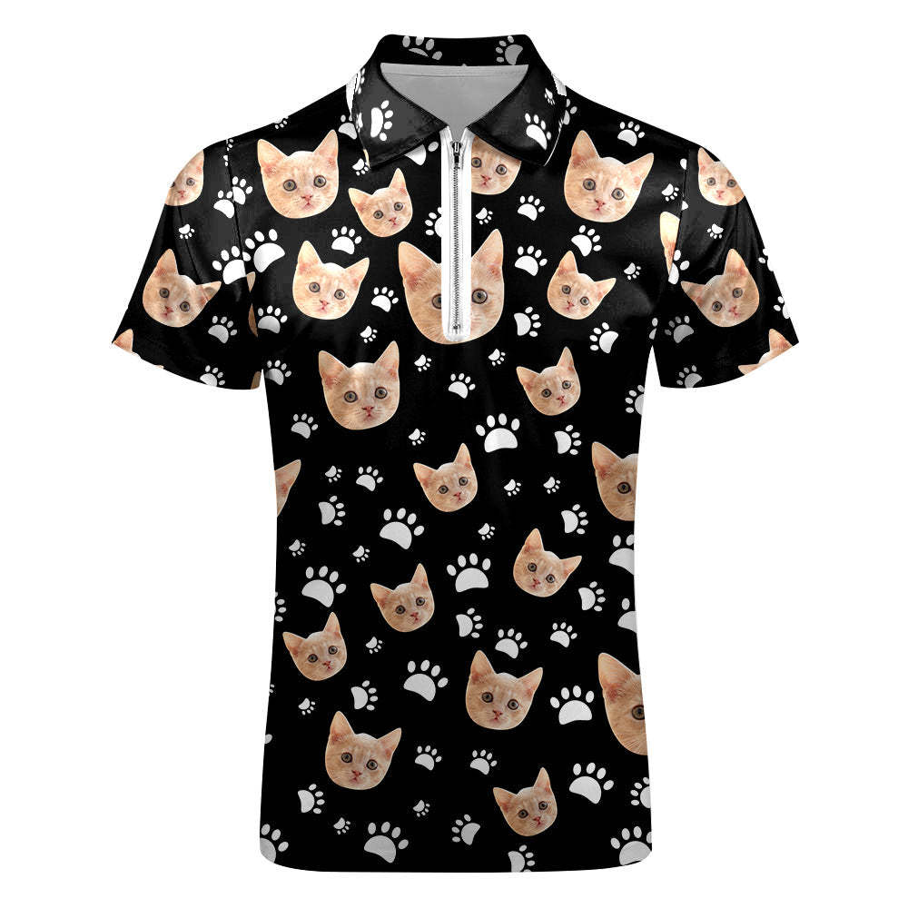 Benutzerdefiniertes Gesicht Polo-shirt Mit Reißverschluss Herren-polo-shirt Für Tierliebhaber - GesichtSocken