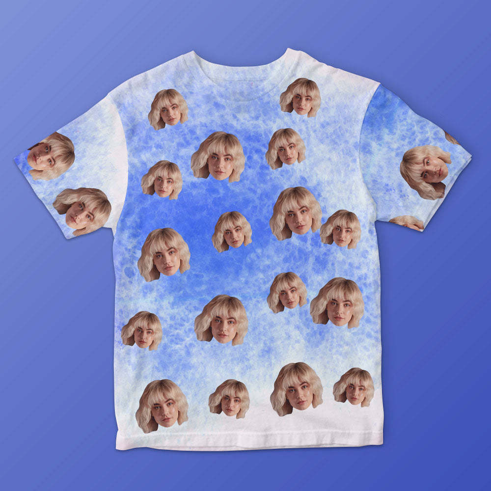 Benutzerdefiniertes Gesicht Herren-t-shirt, Personalisiertes Foto, Lustiges Farbtinten-t-shirt, Geschenk, 4 Stile - GesichtSocken