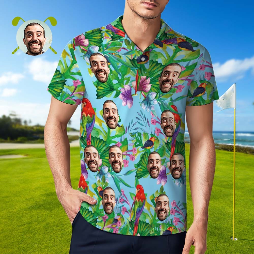 Benutzerdefinierte Poloshirt Hawaiian Golf Poloshirts Papagei Aloha Sommershirt - GesichtSocken