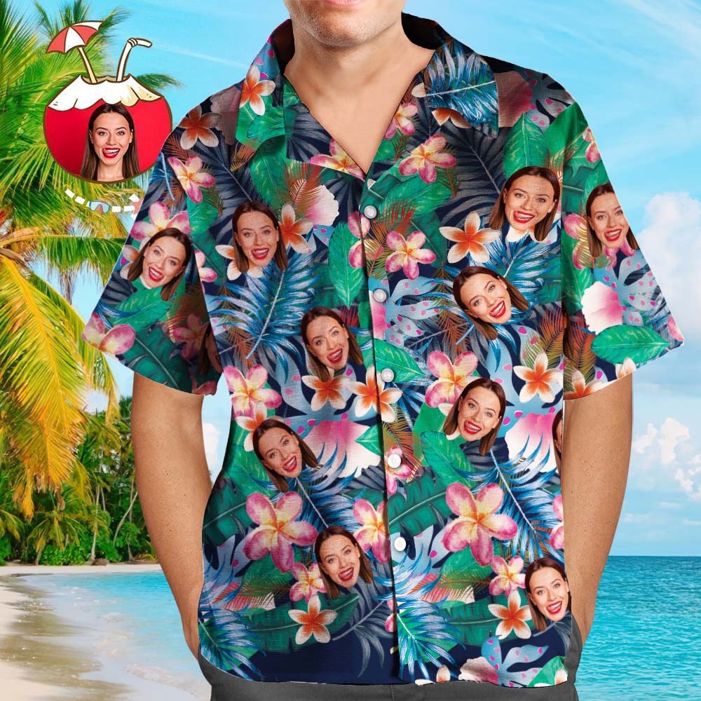 Kundenspezifisches Logo-hawaii-hemden-bunte Blumen Personalisiertes Aloha-strand-hemd Für Männer