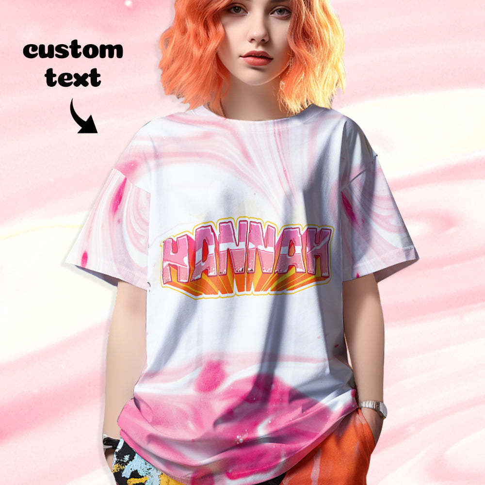 Personalisiertes T-shirt Mit Namen, Unisex, Rosa Sommer-t-shirt - GesichtSocken