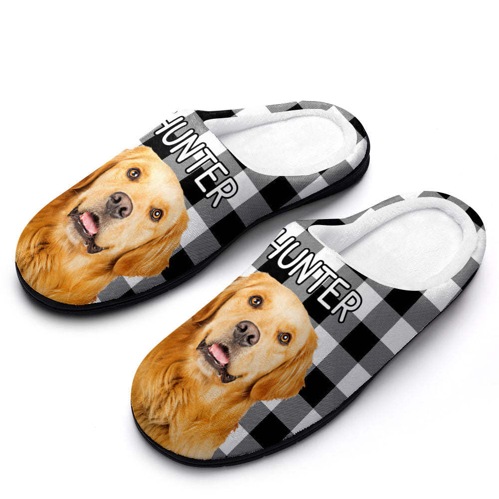 Personalisierte Foto-hausschuhe Für Damen Und Herren, Personalisierte Lässige Hausschuhe Aus Baumwolle, Weihnachtsgeschenk, Haustier-hund - GesichtSocken