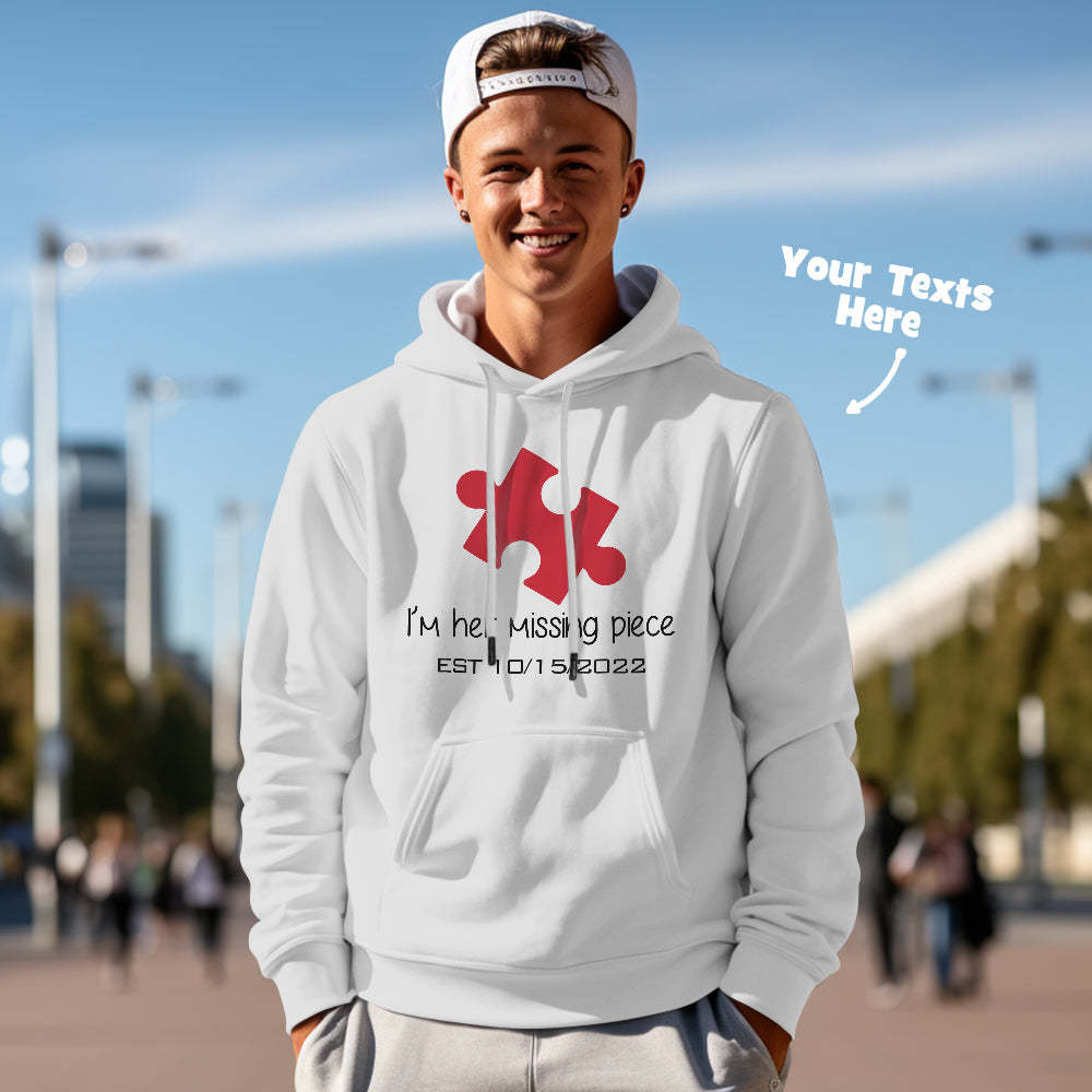 Benutzerdefinierter Text, Lustiges Paar Passende Hoodies, Puzzle-set, Personalisierter Hoodie, Valentinstagsgeschenk - GesichtSocken