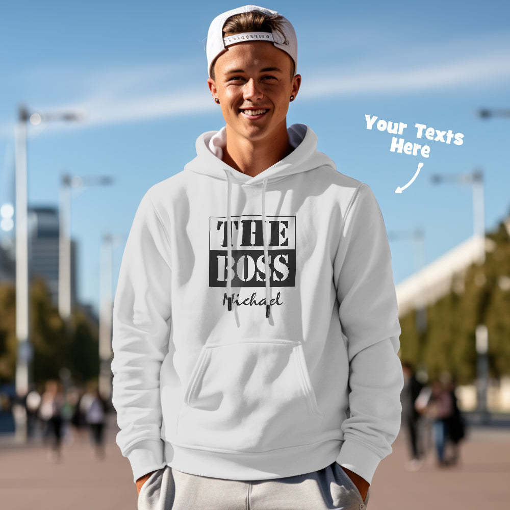 Passende Kapuzenpullover Für Paare Mit Individuellem Text The Real Boss Personalisierter Kapuzenpullover Als Valentinstagsgeschenk - GesichtSocken