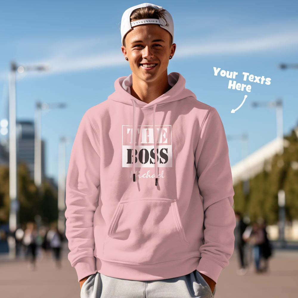 Passende Kapuzenpullover Für Paare Mit Individuellem Text The Real Boss Personalisierter Kapuzenpullover Als Valentinstagsgeschenk - GesichtSocken