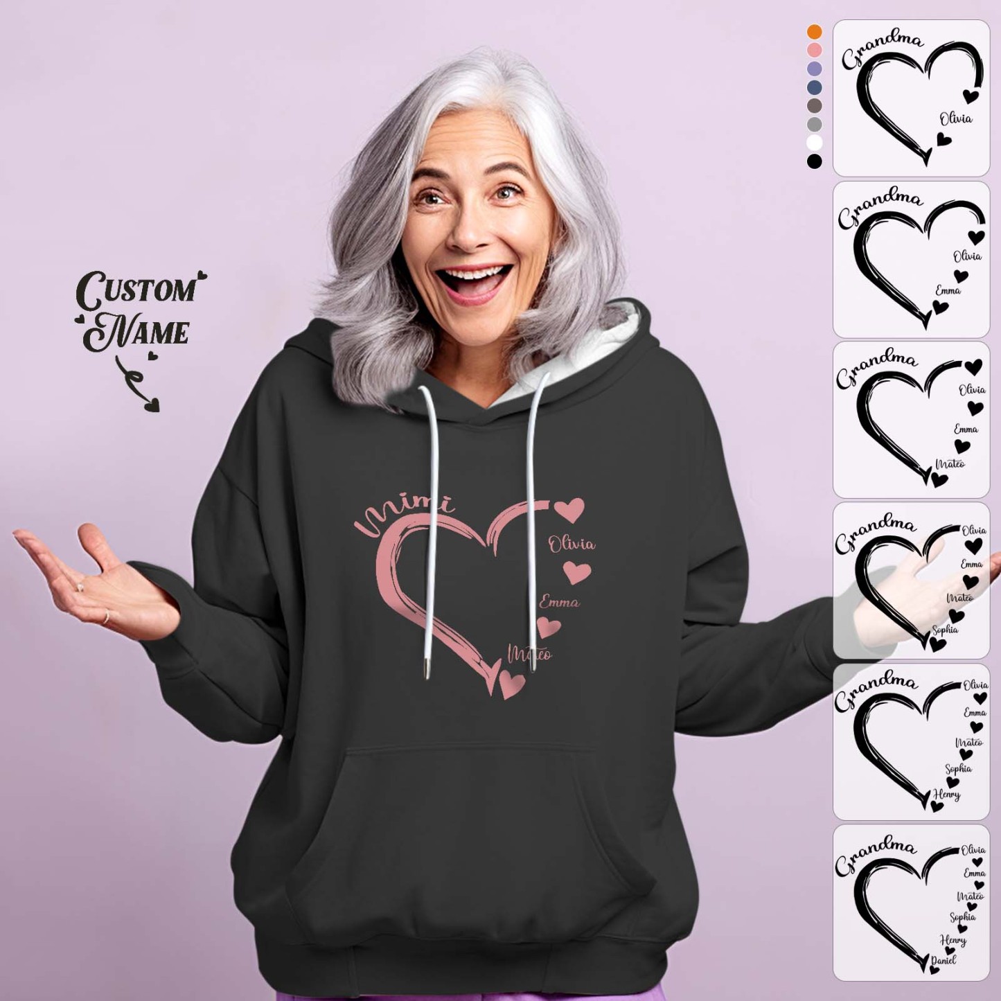 Benutzerdefinierte Mama Oma Hoodie Personalisierte Kinder Namen Hoodie Muttertagsgeschenke - GesichtSocken