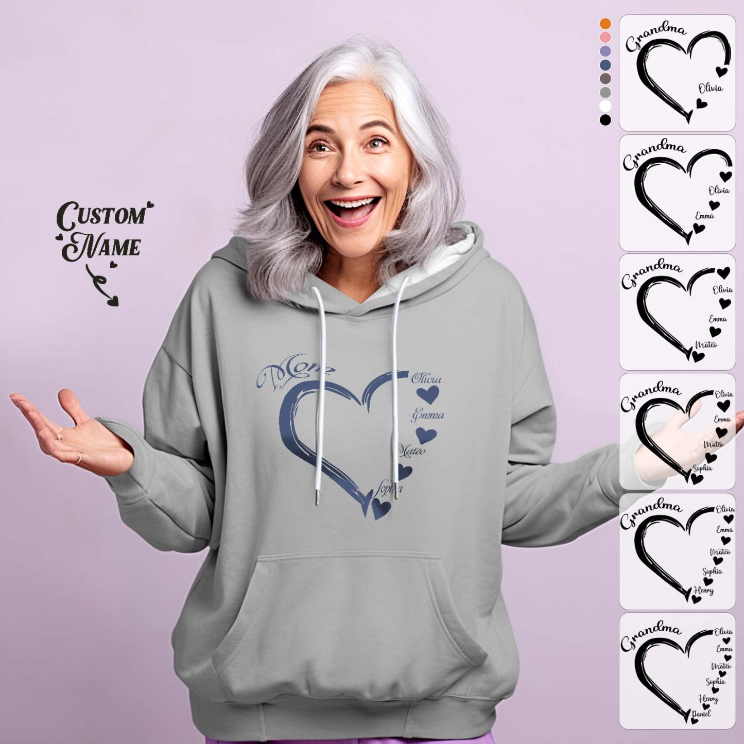 Benutzerdefinierte Mama Oma Hoodie Personalisierte Kinder Namen Hoodie Muttertagsgeschenke - GesichtSocken