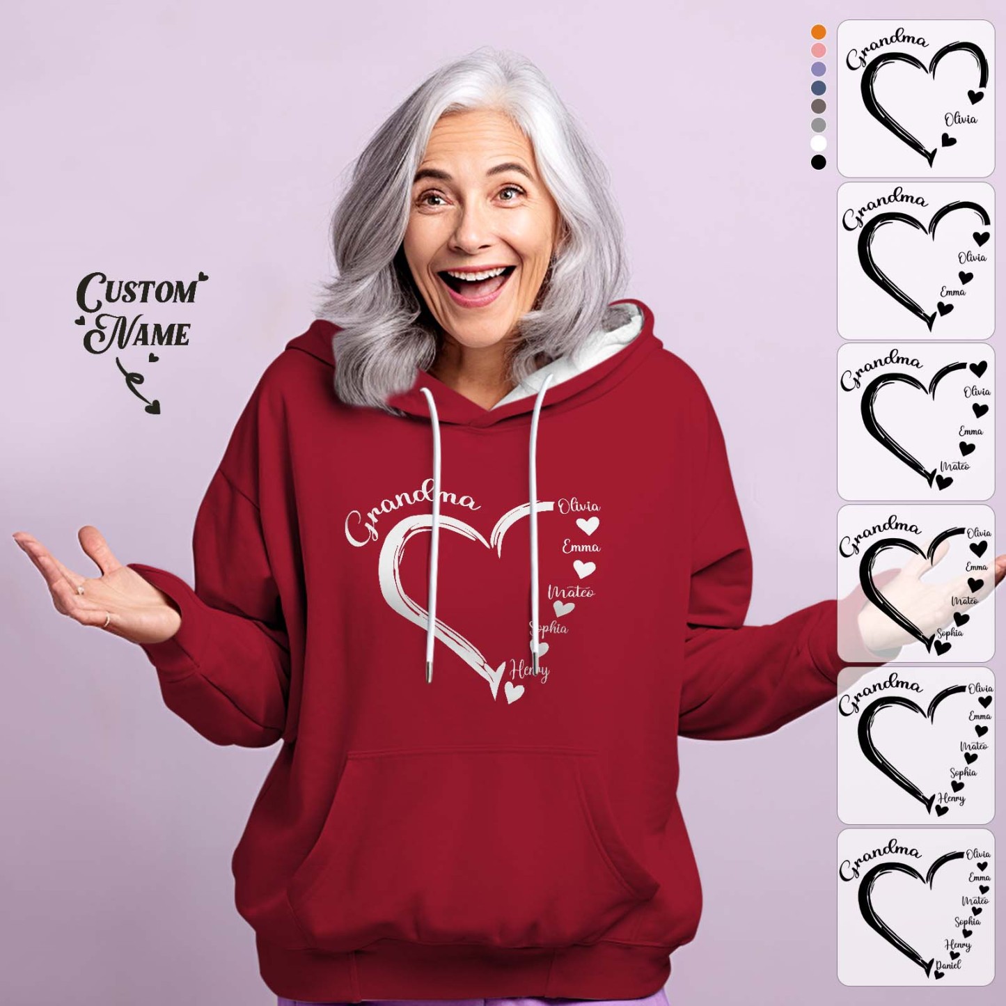 Benutzerdefinierte Mama Oma Hoodie Personalisierte Kinder Namen Hoodie Muttertagsgeschenke - GesichtSocken