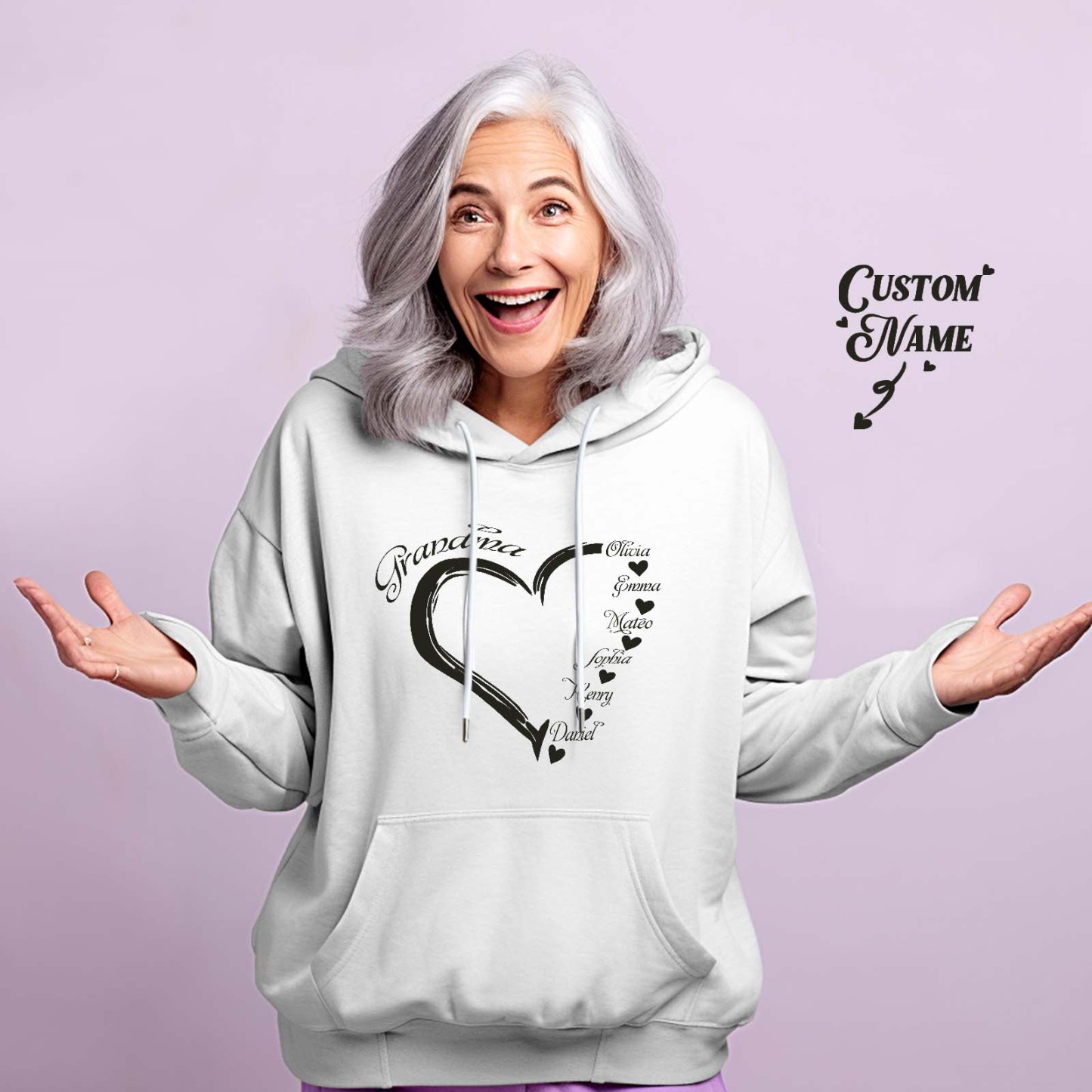 Benutzerdefinierte Mama Oma Hoodie Personalisierte Kinder Namen Hoodie Muttertagsgeschenke - GesichtSocken