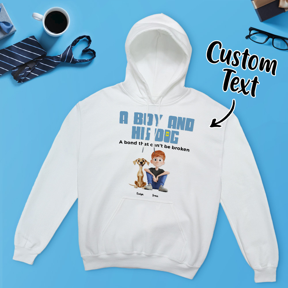 Ein Mann Und Seine Hunde - Personalisierter Cartoon Hoodie Bedeutungsvoller Name Vatertag Sweatshirt - MyFaceSocksDE