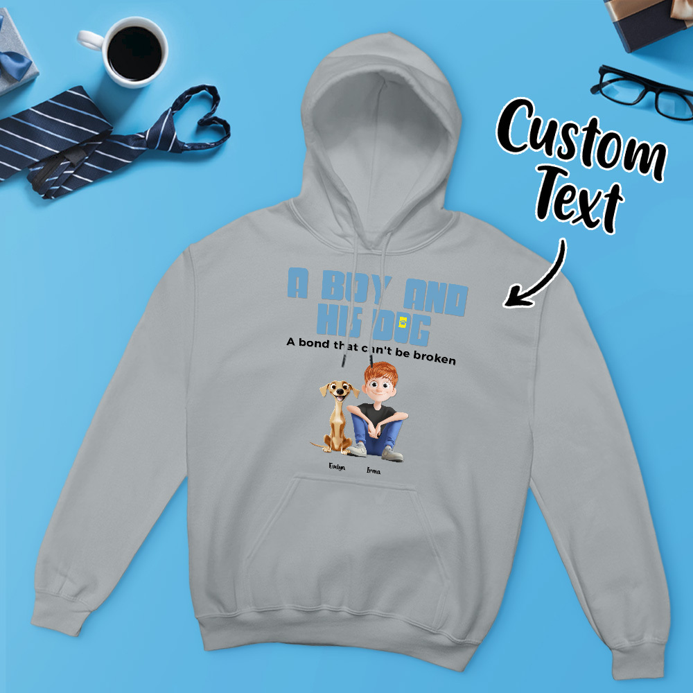 Ein Mann Und Seine Hunde - Personalisierter Cartoon Hoodie Bedeutungsvoller Name Vatertag Sweatshirt - MyFaceSocksDE