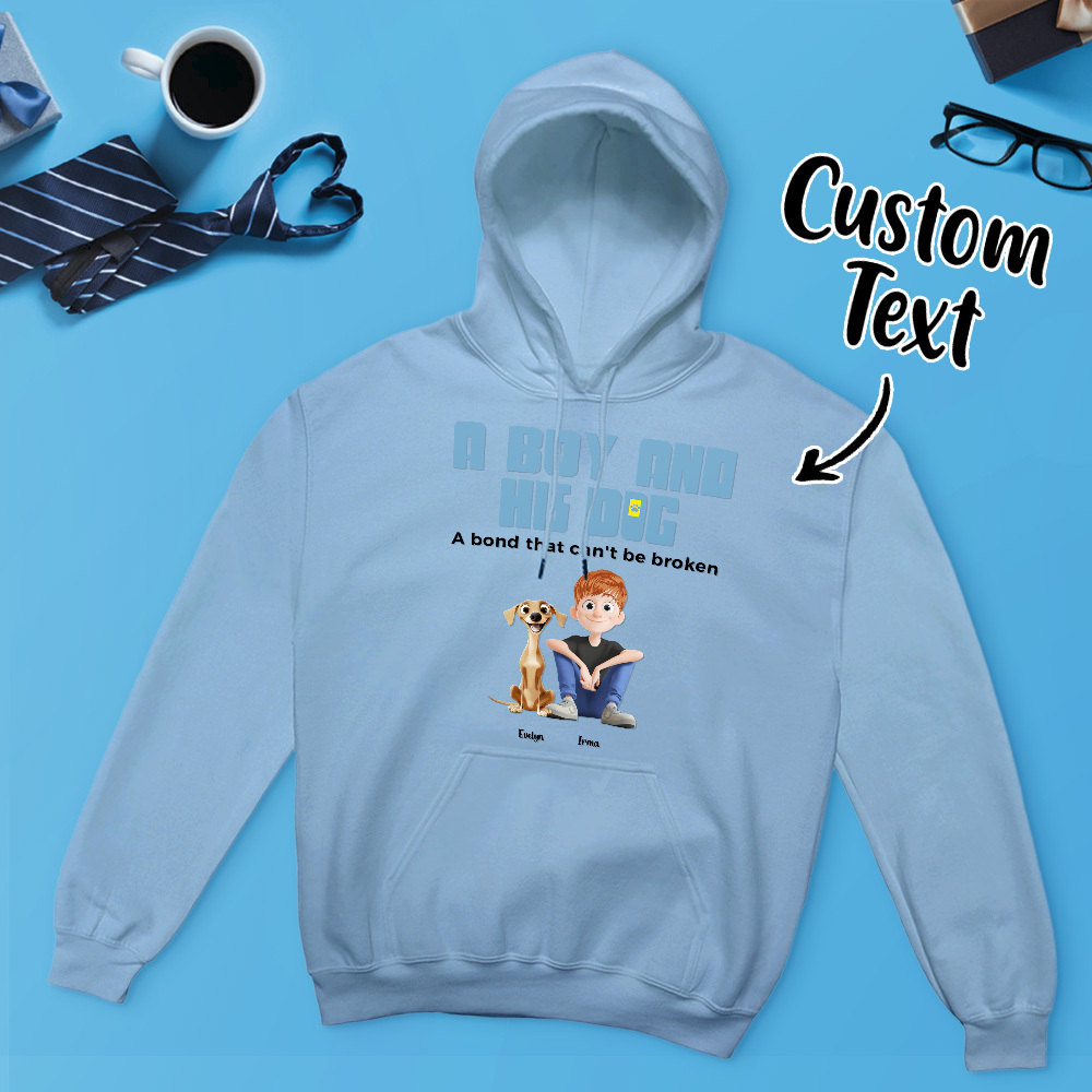 Ein Mann Und Seine Hunde - Personalisierter Cartoon Hoodie Bedeutungsvoller Name Vatertag Sweatshirt - MyFaceSocksDE
