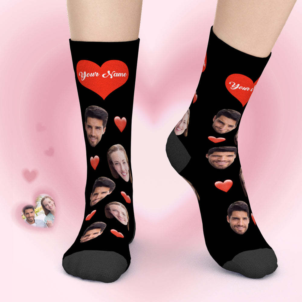 Vatertagsgeschenke - Personalisierte Herz Socken Mit Gesicht - Gesichtsocken