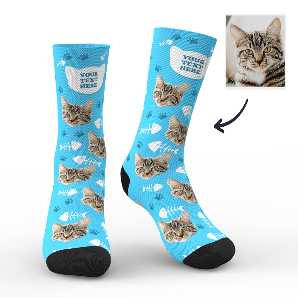 Online-Vorschau Personalisierte Katze Socken Mit Gesicht-3D Visualisierung Socken Mehrere Gesichter