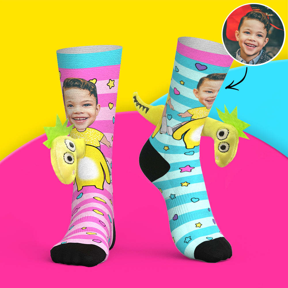 Personalisierte Gesichtssocken. Personalisierte 3d-dinosaurier-socken - GesichtSocken