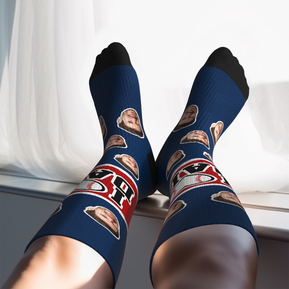 Benutzerdefinierte I Heart Dad Kniestrümpfe, Personalisierte Kompression, Vatertag, Turnier, Sport, Team, Baseball, Softball, Fußball - MyFaceSocksDE