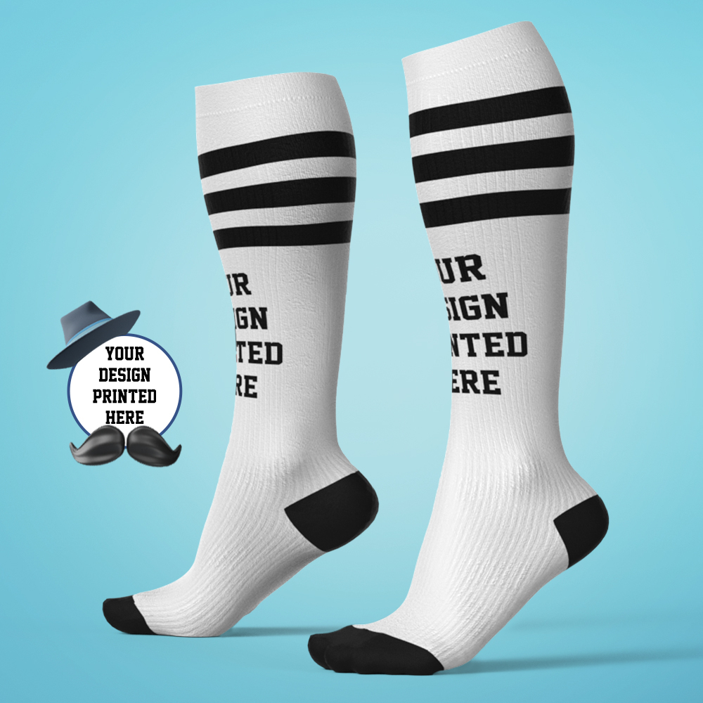 Passen Sie Ihr Design An Kniestrümpfe An, Personalisierte Kompressionsstrümpfe Zum Vatertag, Turnier, Sport, Team, Baseball, Softball, Fußball - MyFaceSocksDE