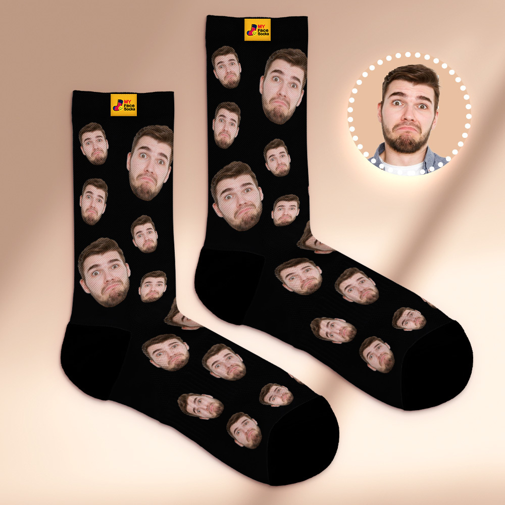 Benutzerdefinierte Gesichtssocken Mit Mehreren Gesichtern, Atmungsaktiv, Bilder Hinzufügen, Bunte Fotosocken, Geschenke - MyFaceSocksDE